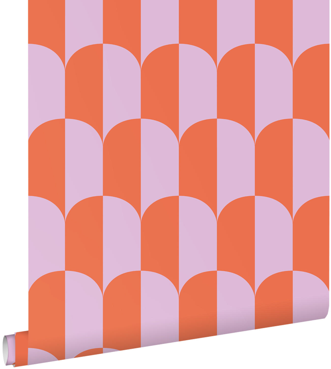 TAPETE Art Decó Muster 53 cm x 10.05 m - Orange, Papier (53/1000cm) - ESTAhome