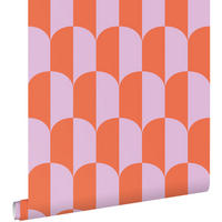 TAPETE Art Decó Muster 53 cm x 10.05 m - Orange, Papier (53/1000cm) - ESTAhome