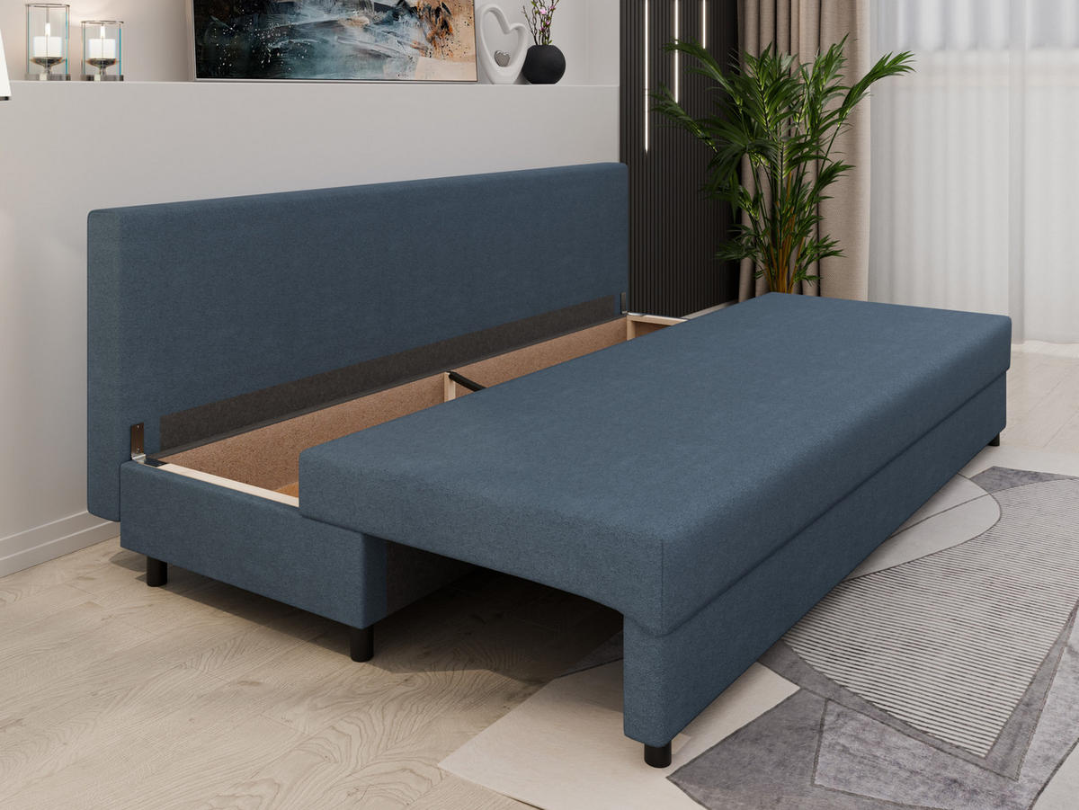 SCHLAFSOFA Facile mit Bettkasten – Moderne 2-in-1 Couch mit Stauraum, blau - Blau, Holz (194/48/71cm) - Panda Möbel