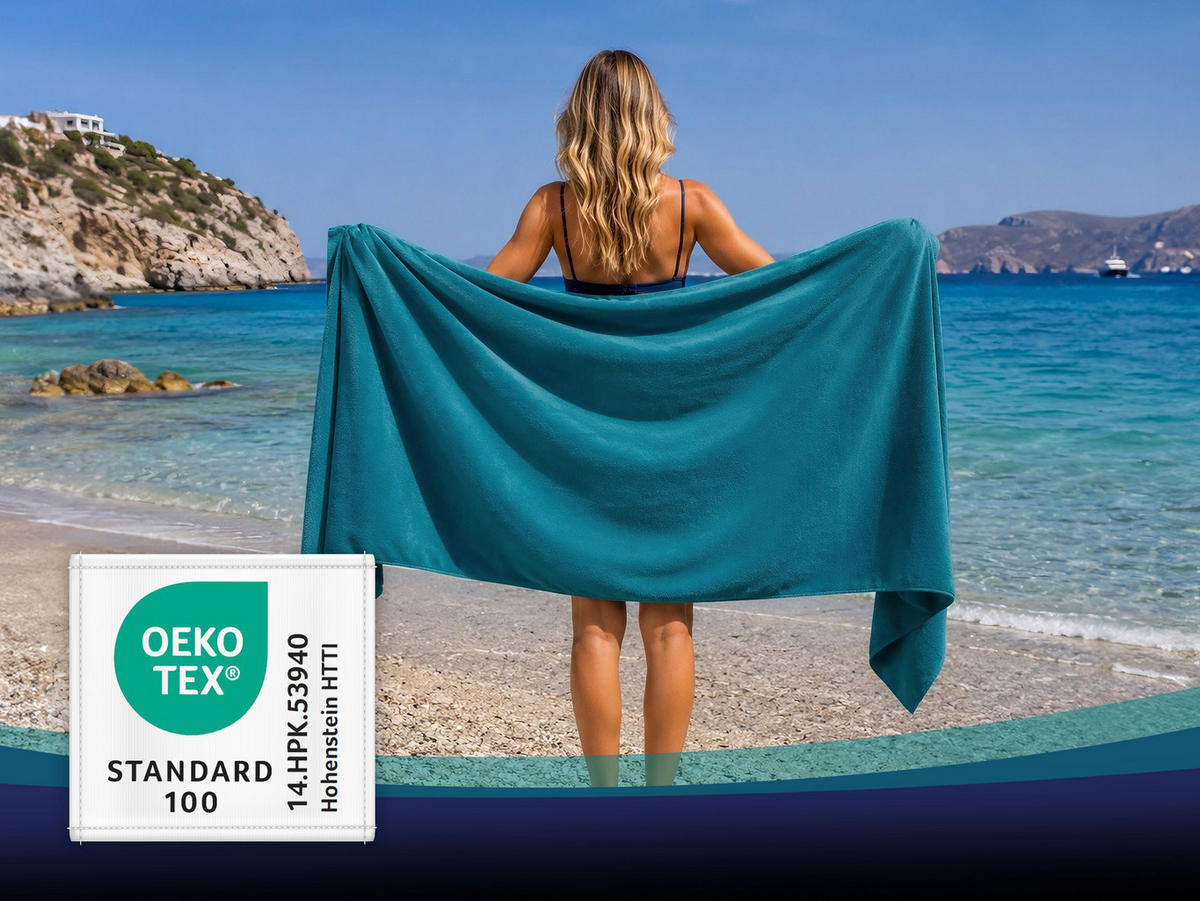 STRANDTUCH, 100x200 cm, 100% Baumwolle, Blau - Petrol, Textil (100/200cm) - Zollner