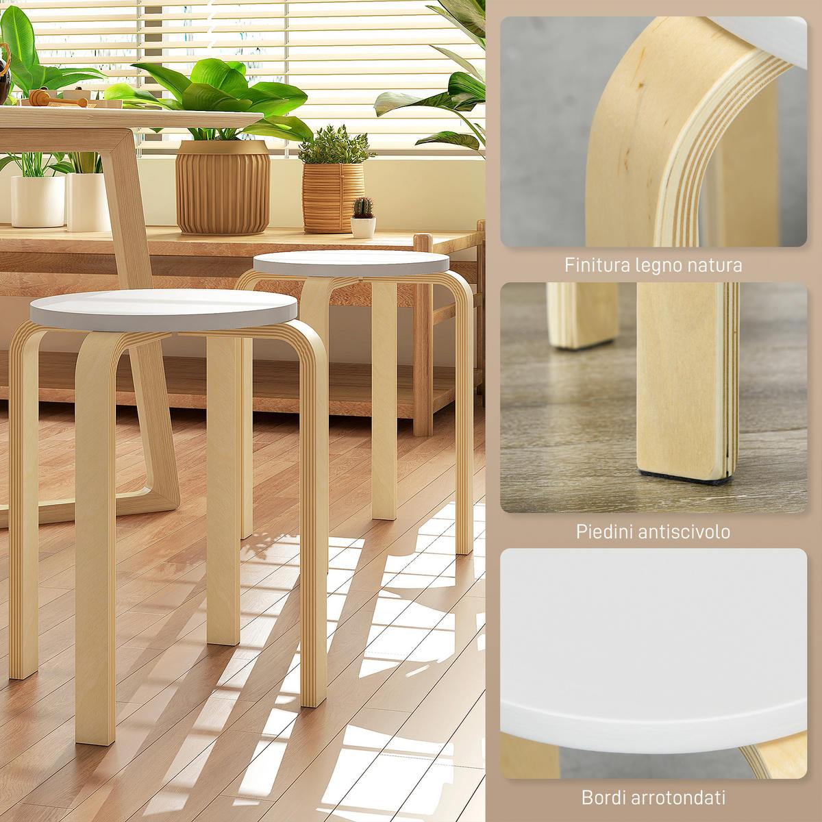 HOCKER Weiß 4 Stück - Weiß, Kunststoff (40/45/40cm) - GiPP