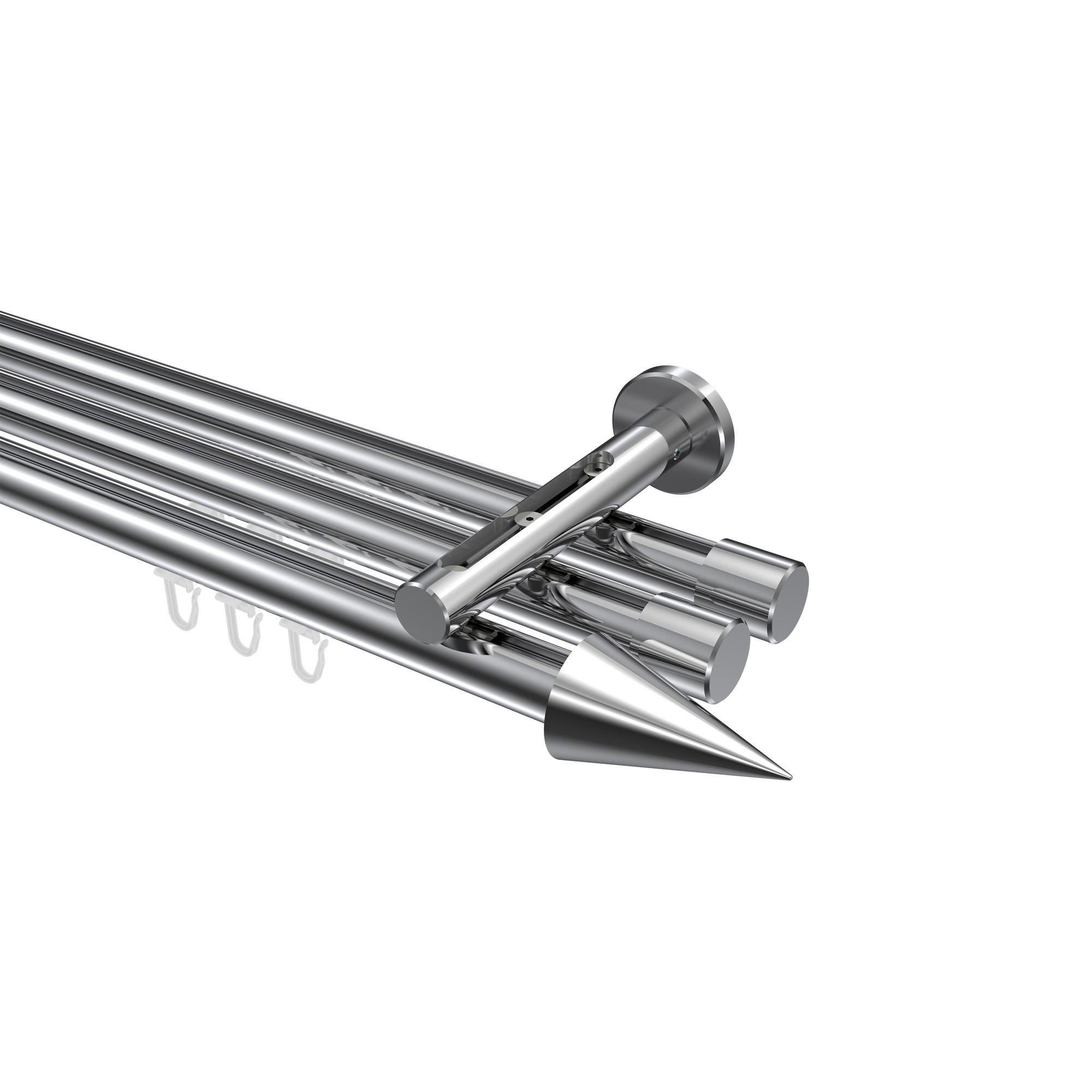 GARDINENSTANGE INNENLAUF Siteno Savio 100 cm, 3-läufig, 20 mm Ø Chrom - Chromfarben, Metall (100cm) - INTERDECO