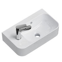WASCHBECKEN Rechteckig Mit Hahnloch rechts Weiß 45 / 26,5 / 15,6 cm - Weiß, Keramik (26.5/15.5/45cm) - EMKE