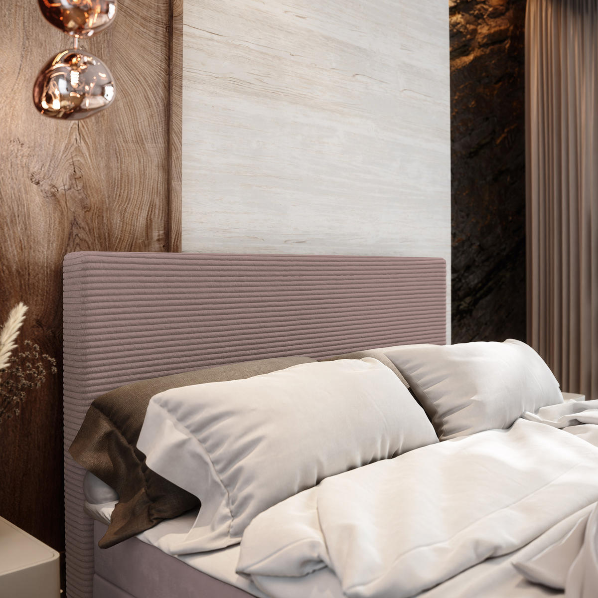 BOXBETT ALORIA 180x200 cm mit Matratze und Topper - Rosa - Rosa, Holz (180/200cm) - MASSENO