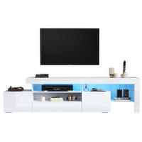 TV-LOWBOARD 192/37/53 cm mit 3 Klapptüren und LED-Beleuchtung - Weiß, Holzwerkstoff (192/53/37cm) - BEAOK
