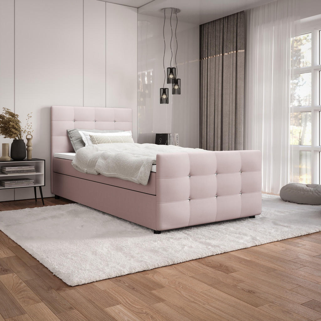 Thumbnail - Bedante Boxbett, Pink, Textil, Höhe ca. 19 cm, 120x200 cm, Oeko-Tex® Standard 100, Schlafzimmer, Betten, Boxspringbetten