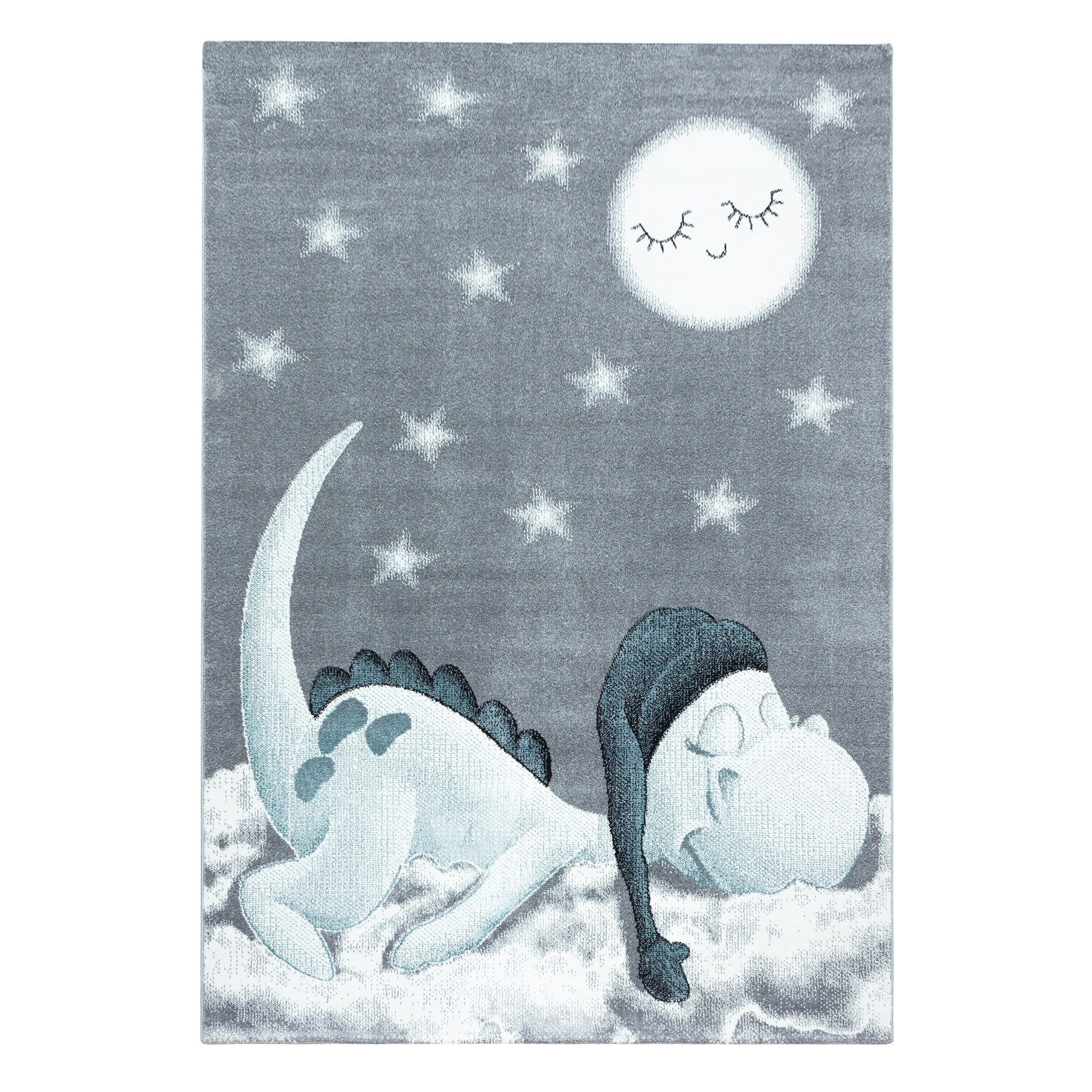 TEPPICH Kinder Kurzflor Dinosaurier Polypropylen Kinderzimmer Blau Rechteckig 200x290 - Blau, Textil (200/290cm) - KADIMA DESIGN
