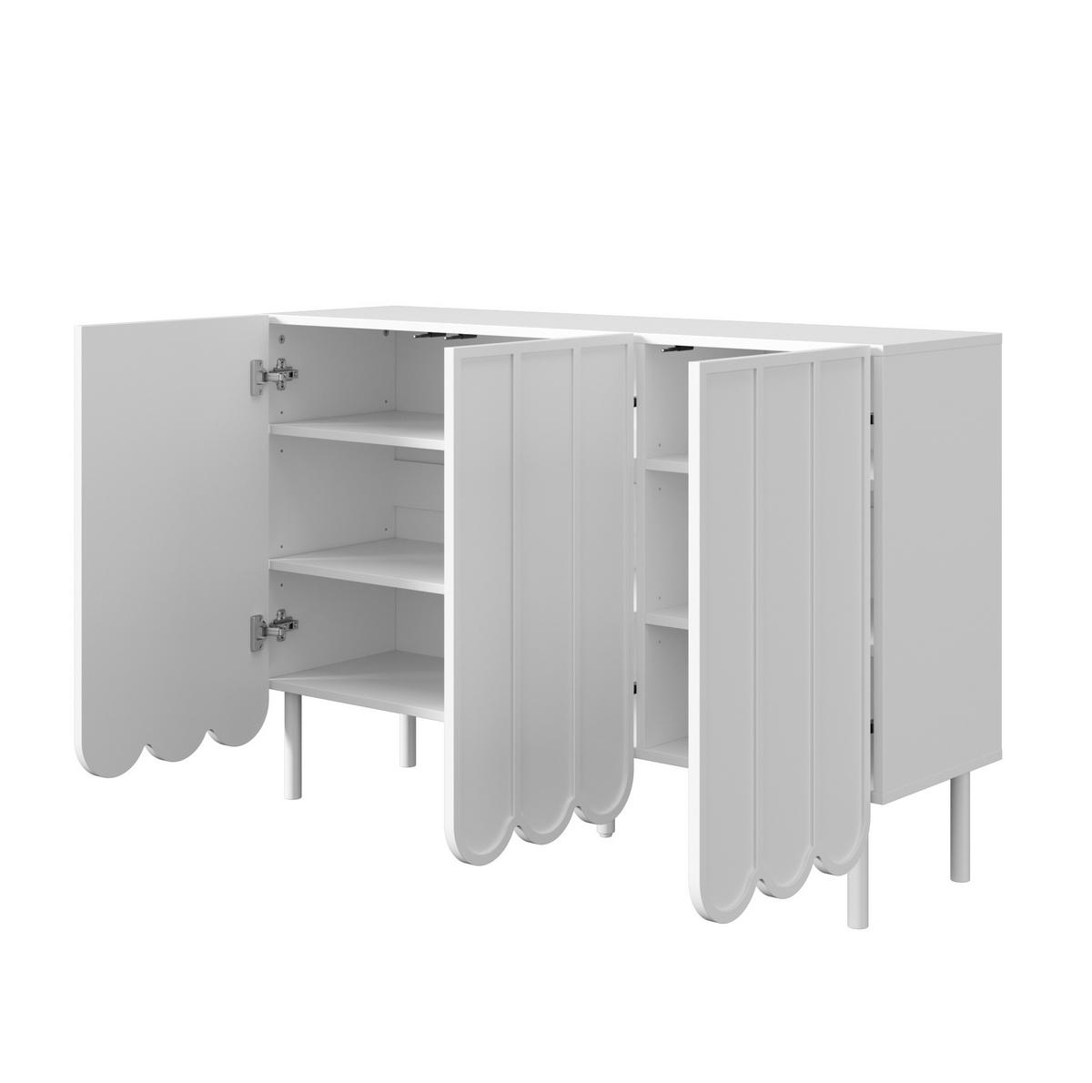 SIDEBOARD 120/35/80 cm in Weiß mit 2 Türen & verstellbaren Böden - Weiß, Holzwerkstoff (120/80/35cm) - BEAOK