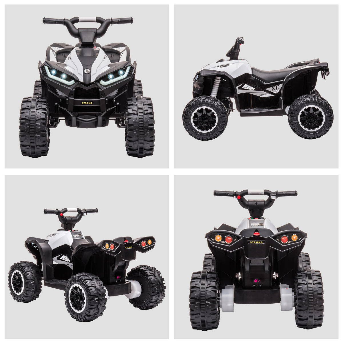 MINI ELEKTRO-QUAD KINDER, Schwarz+Weiß, Kunststoff+ Metall - Schwarz, Metall (83/53/55.5cm) - HOMCOM