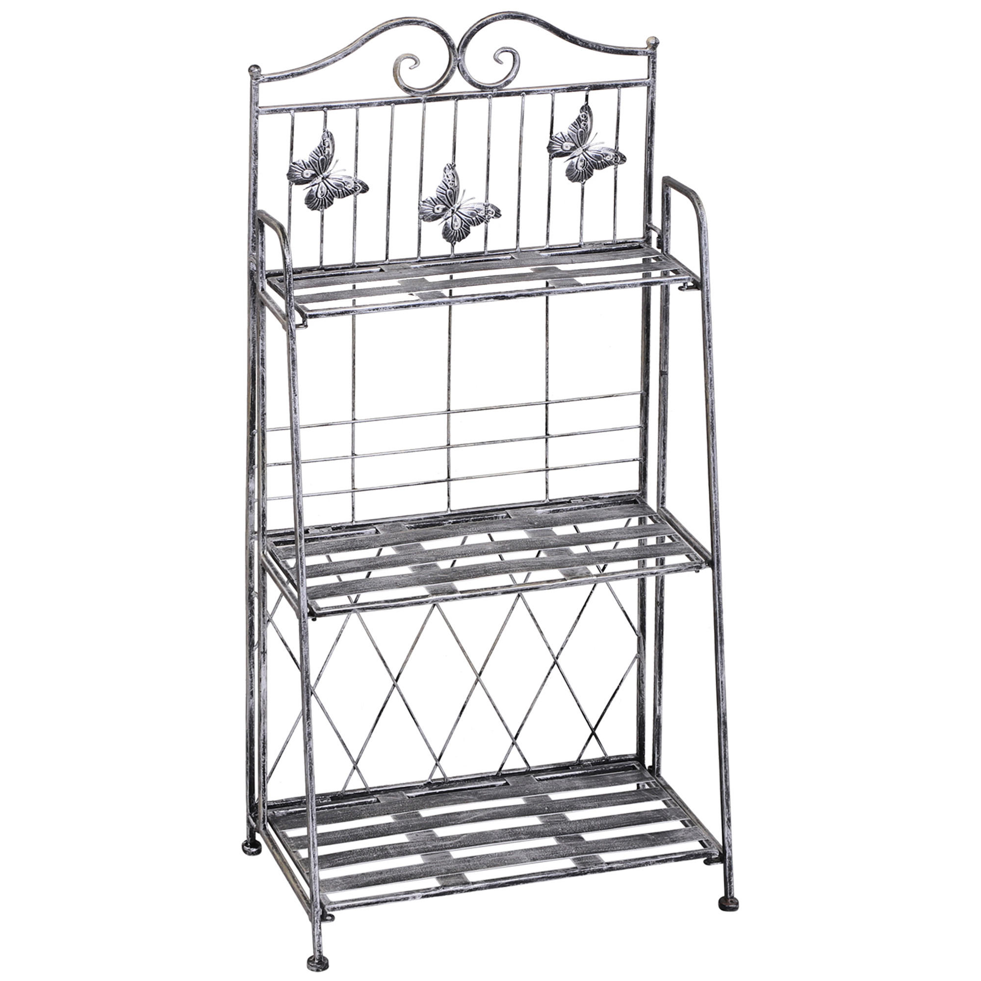 PFLANZREGAL, Metall, Grau - Grau, Metall (25/96/44cm) - Outsunny