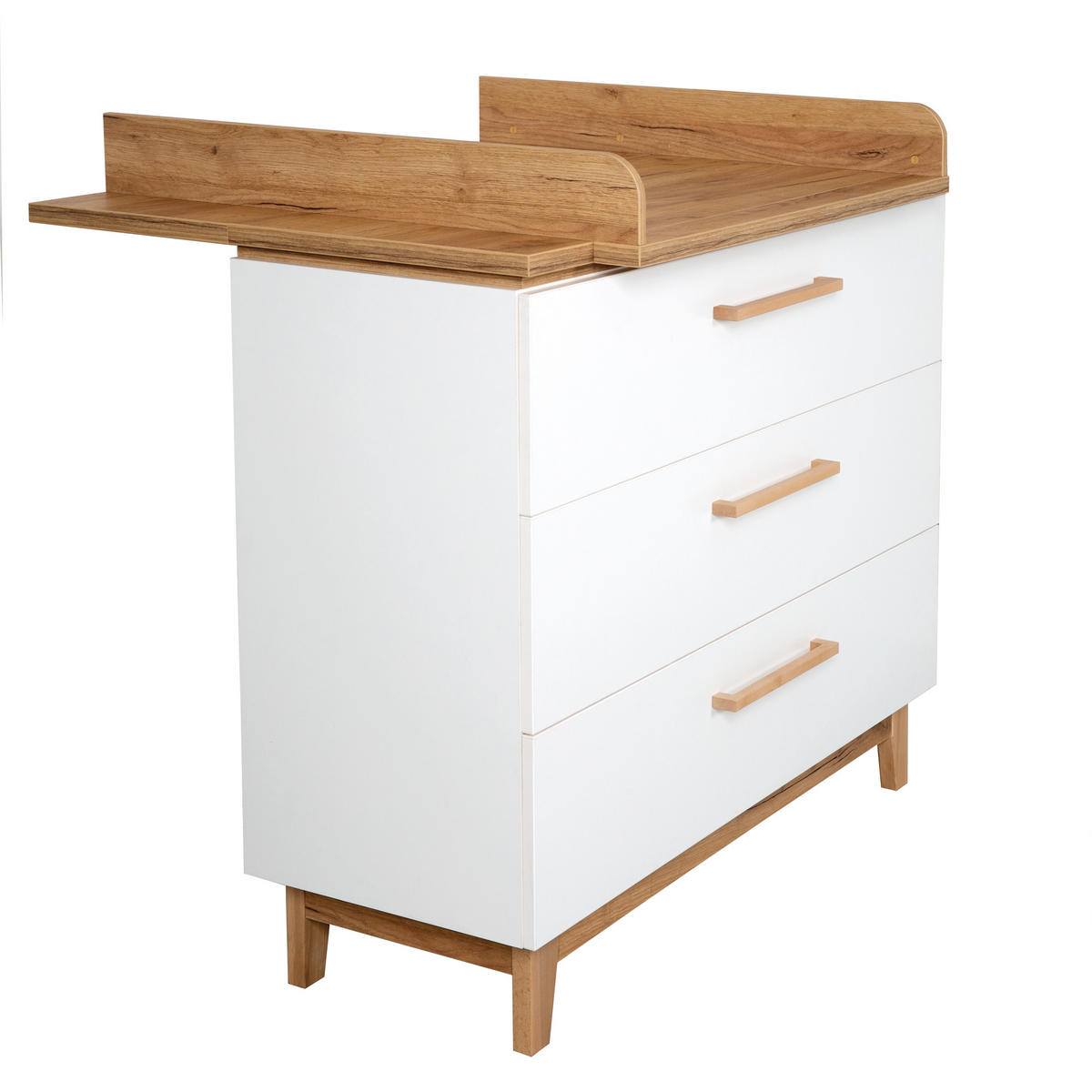 WICKELKOMMODE Finn - Hellbraun/Weiß, Holz/Holzwerkstoff (117.5/104/78cm) - Roba
