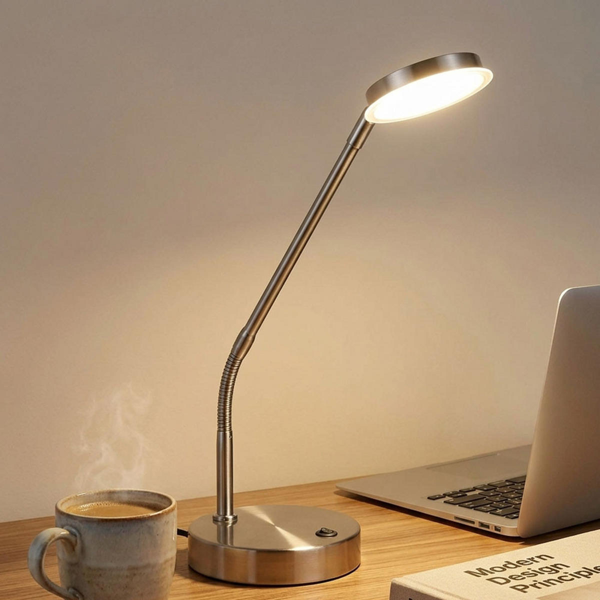 LED TISCHLEUCHTE SILVIO, SILBER, METALL, FLEXIBLER ARM - Silberfarben, Metall (43/13/53.5cm) - Globo Lighting
