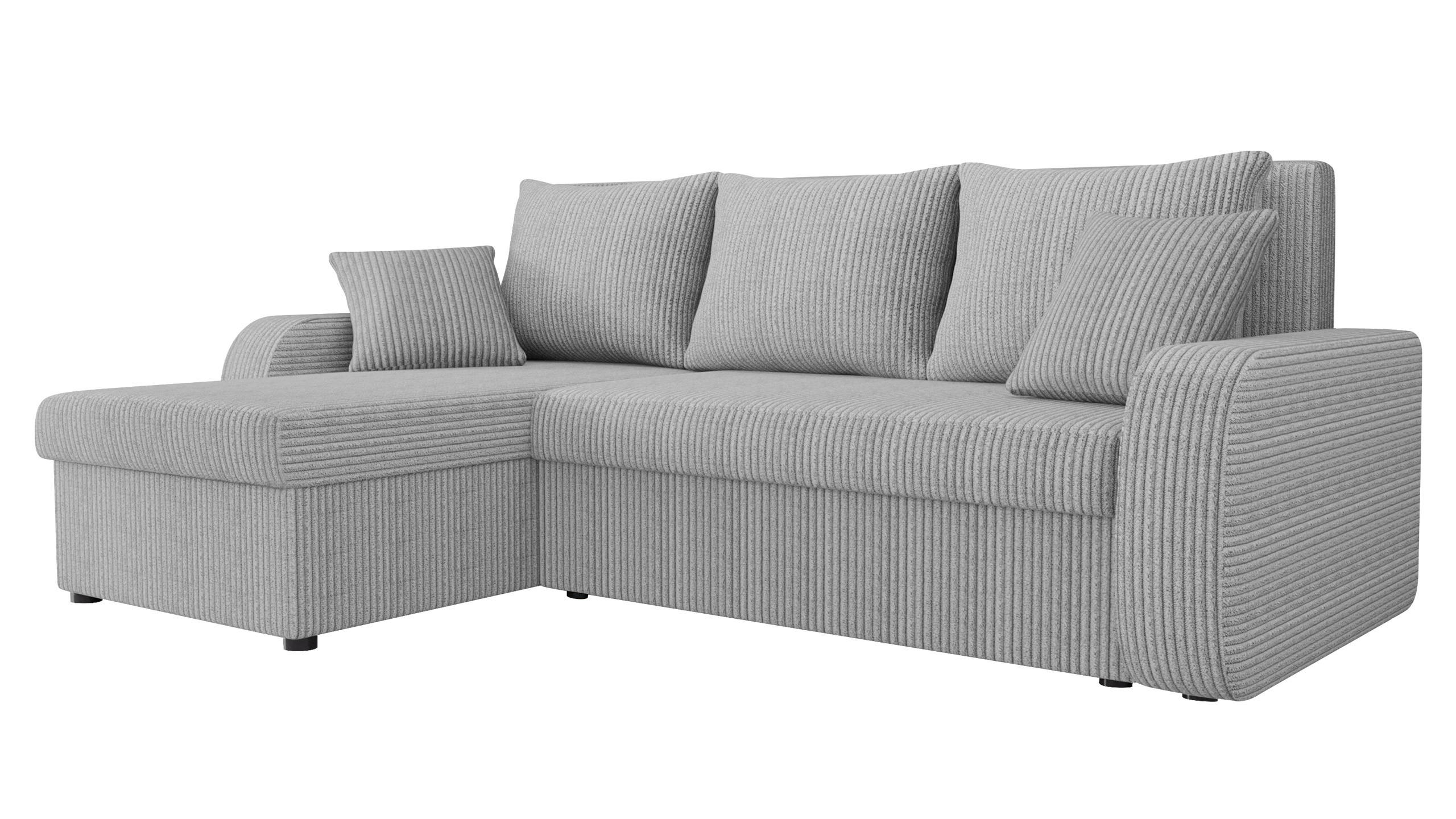 ECKSOFA Kris Cord - Hellgrau/Schwarz, Holz/Kunststoff (238/147cm) - MIRJAN24