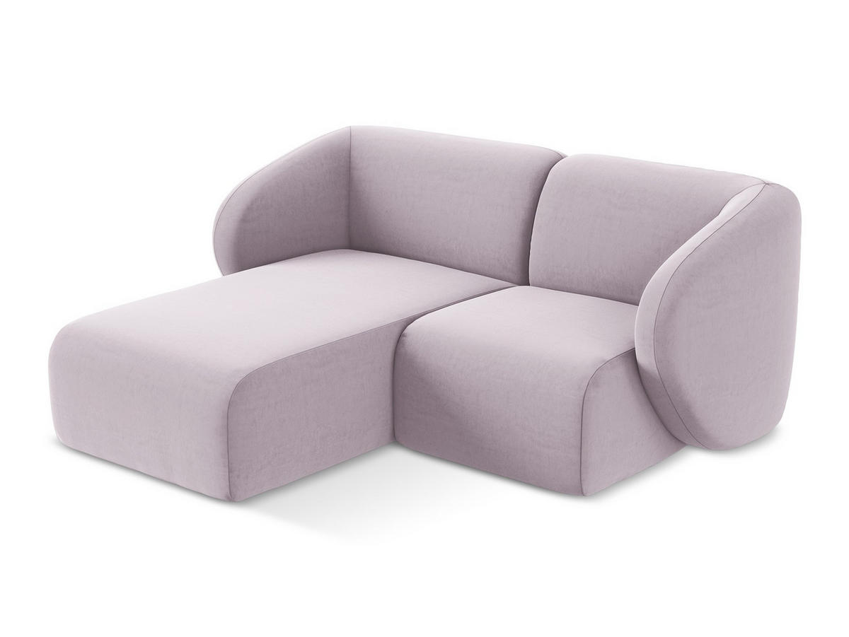 ECKSOFA Links Samt Stoff Violett - Flieder/Schwarz, Holzwerkstoff/Kunststoff (178/166cm) - Makamii