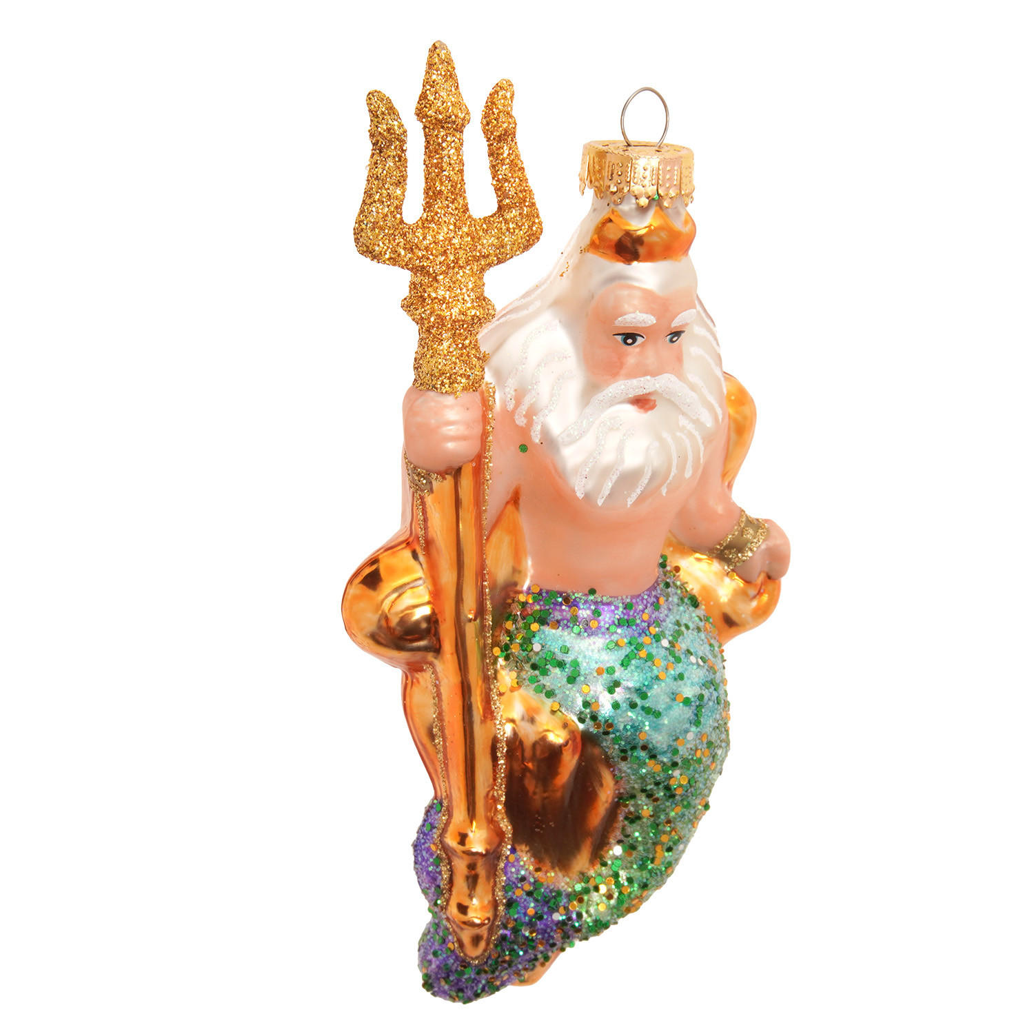 CHRISTBAUMSCHMUCK Neptun Mehrfarbig 15cm (Glas / 1 Stk.) - Multicolor, Glas (7/15/4cm) - Krebs Glas Lauscha