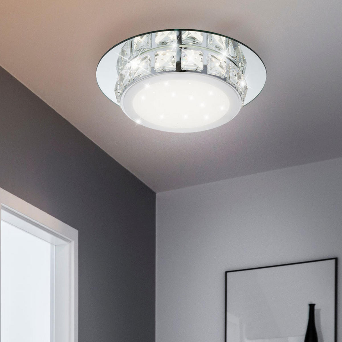 LED DECKENLEUCHTE Metall Opal Silber - Silberfarben, Glas (25/25/7cm)