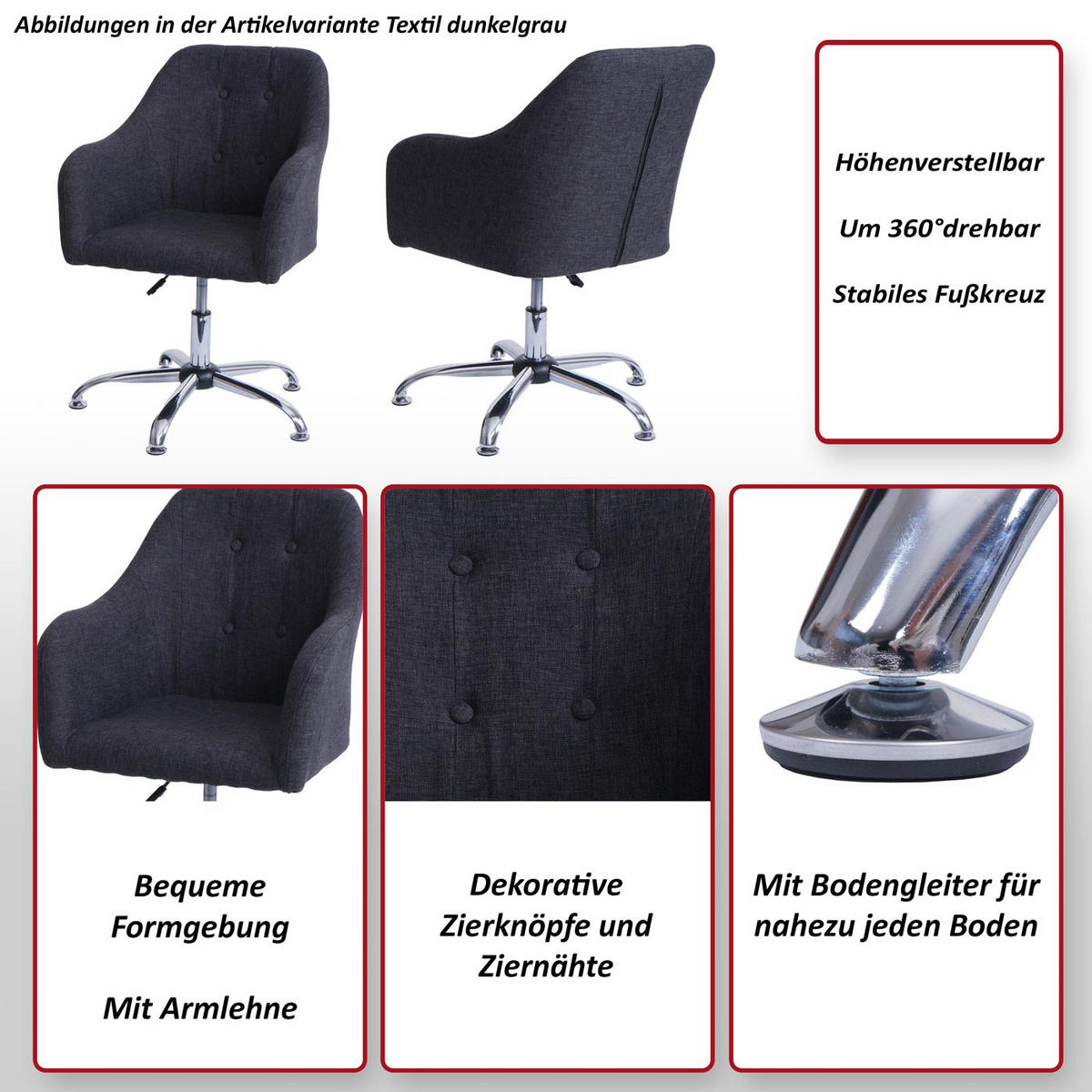 ESSZIMMERSTUHL Schwarz - Schwarz, Textil (57/91/62cm) - MCW