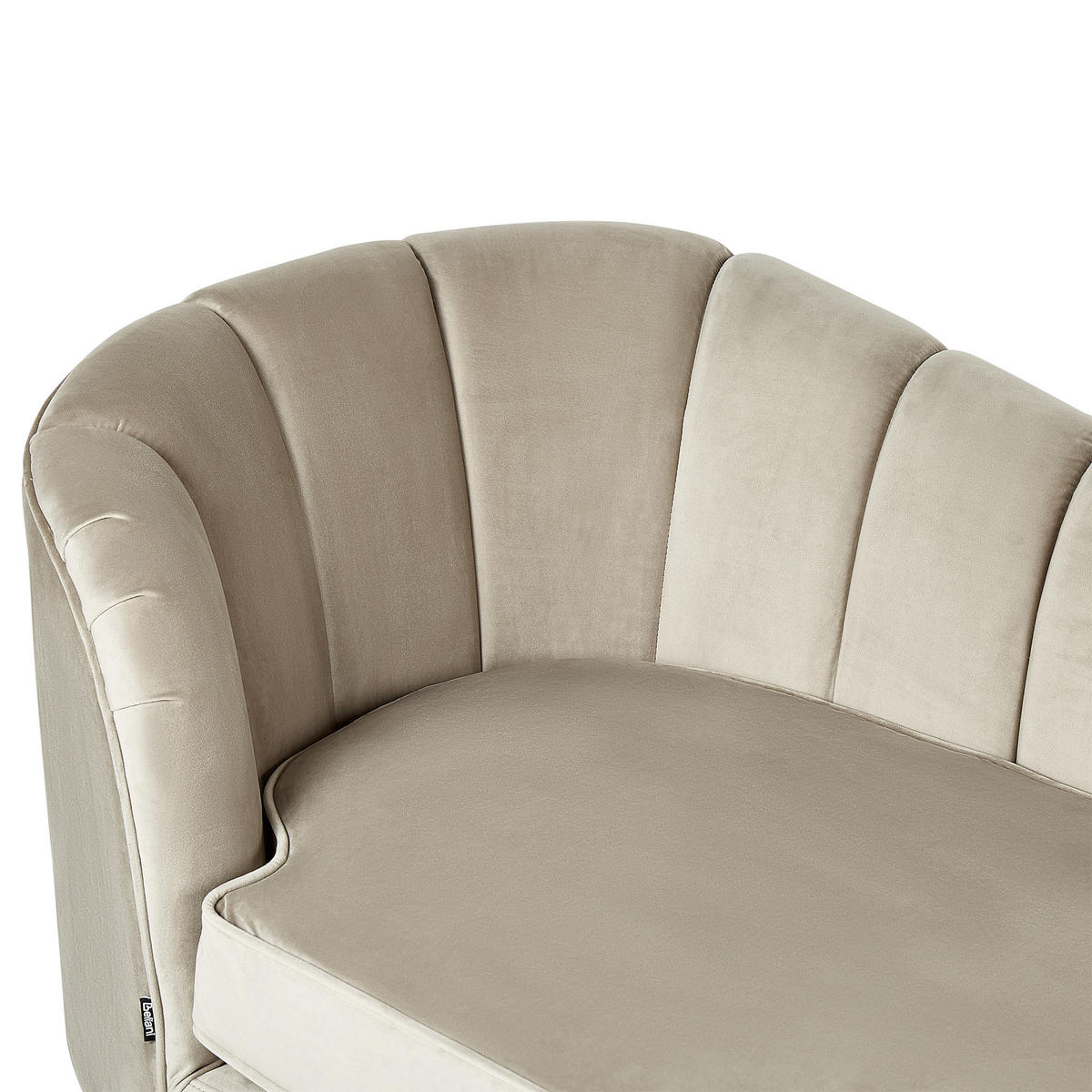 CHAISELONGUE Samtstoff beige linksseitig Allier - Beige/Schwarz, Textil (150/75/76cm) - Beliani