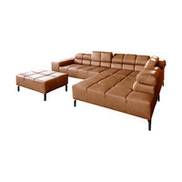 ECKSOFA NELSON Braun Leder - Dunkelbraun/Schwarz, Leder/Metall (321/216cm) - KAWOLA
