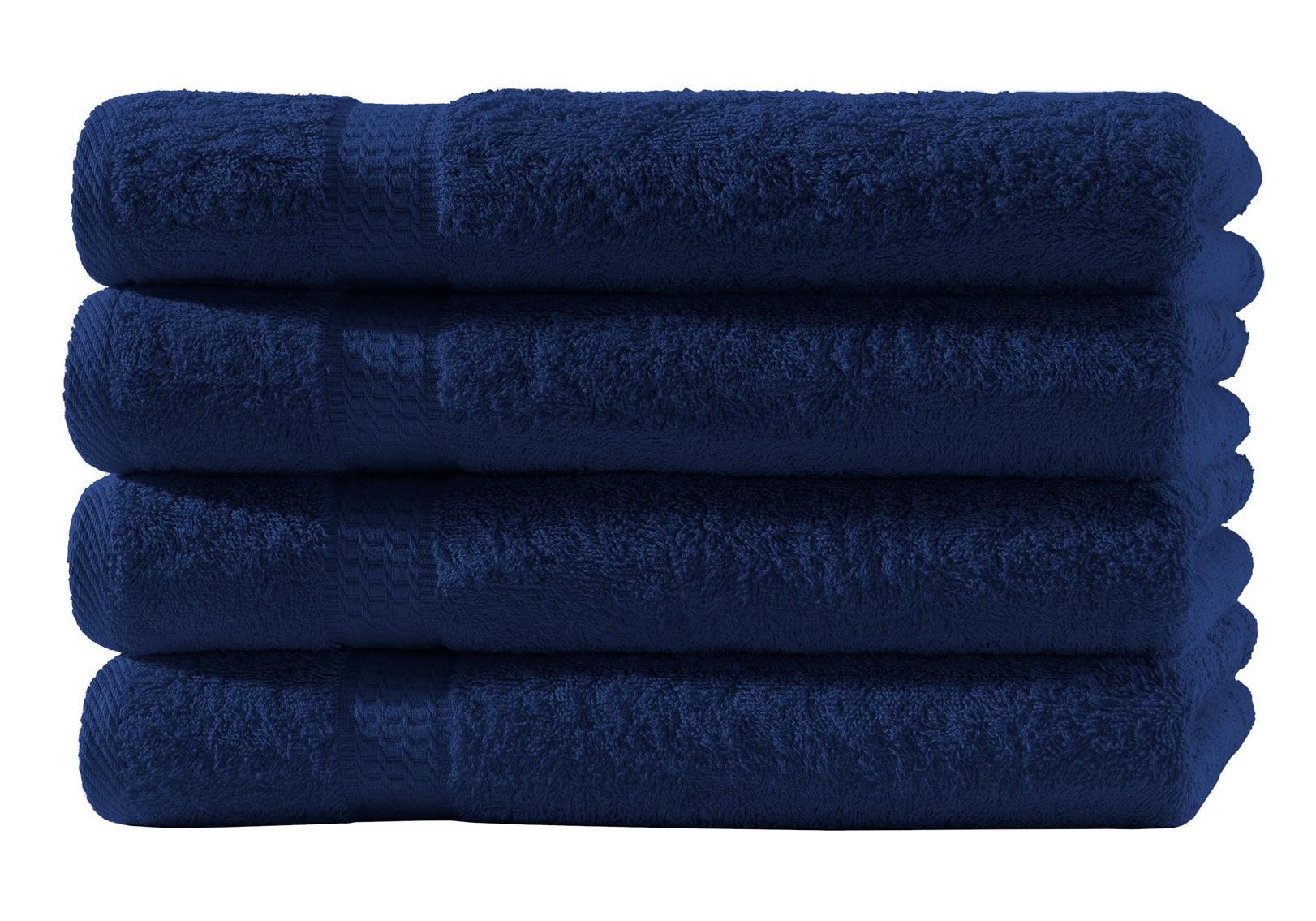 DUSCHTUCH 70x140 cm Frottier Handtücher im 4er Set aus 100% Baumwolle, Navy Blau 500g/m2 - Dunkelblau, Textil (70/140cm) - Carpe Sonno