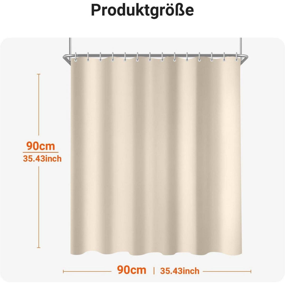DUSCHVORHANG 90 x 90 cm Beige mit beschwertem Saum - Beige, Textil (90/90cm)