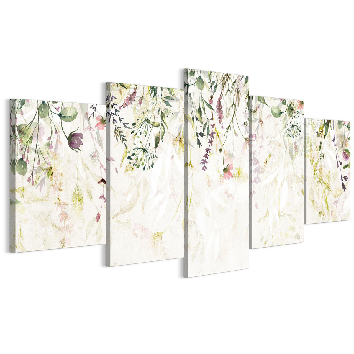 LEINWANDBILD Blütenknospen 5-tlg. 100x50 cm - Multicolor, Holz (100/50cm) - LUMASOUL