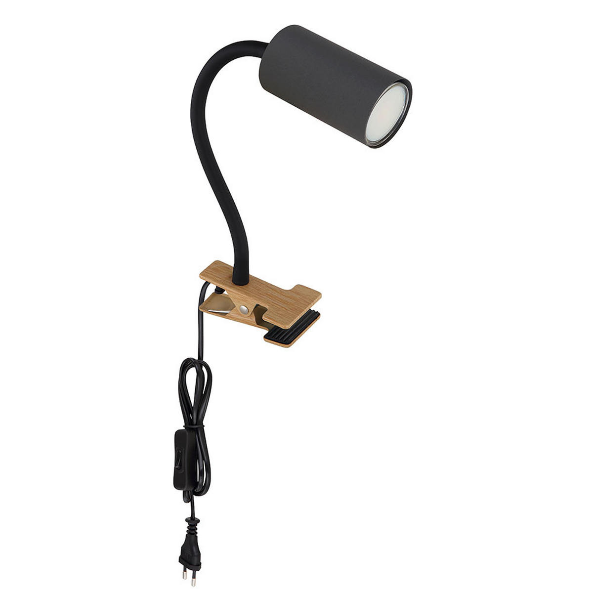 TISCHLEUCHTE Holzoptik Schwarz Flexibler Arm - Schwarz, Metall (29/10/41.5cm) - Globo Lighting
