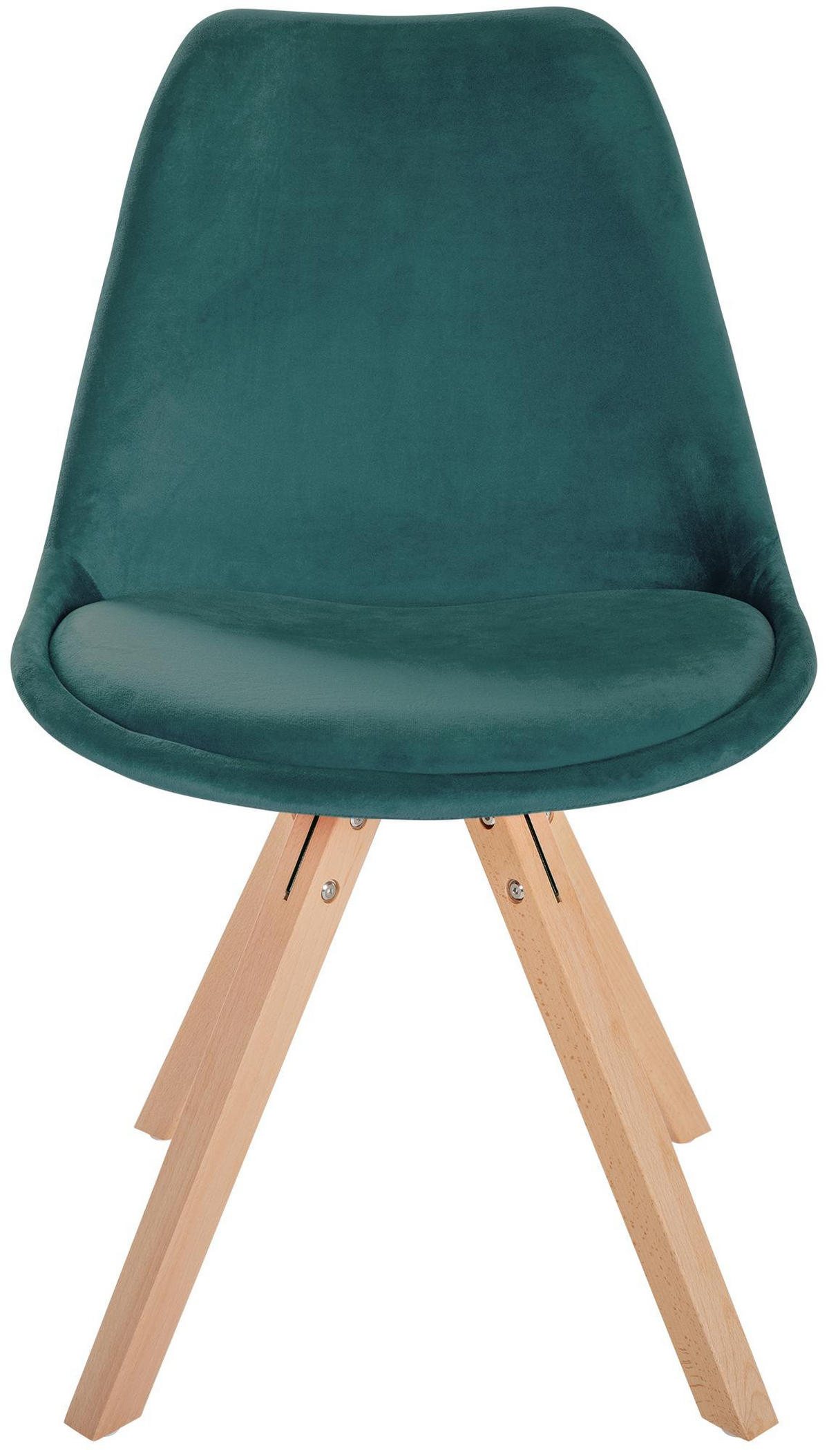 STUHL Samt grün - Naturfarben/Grün, Holz/Textil (48/81/54cm) - CLP