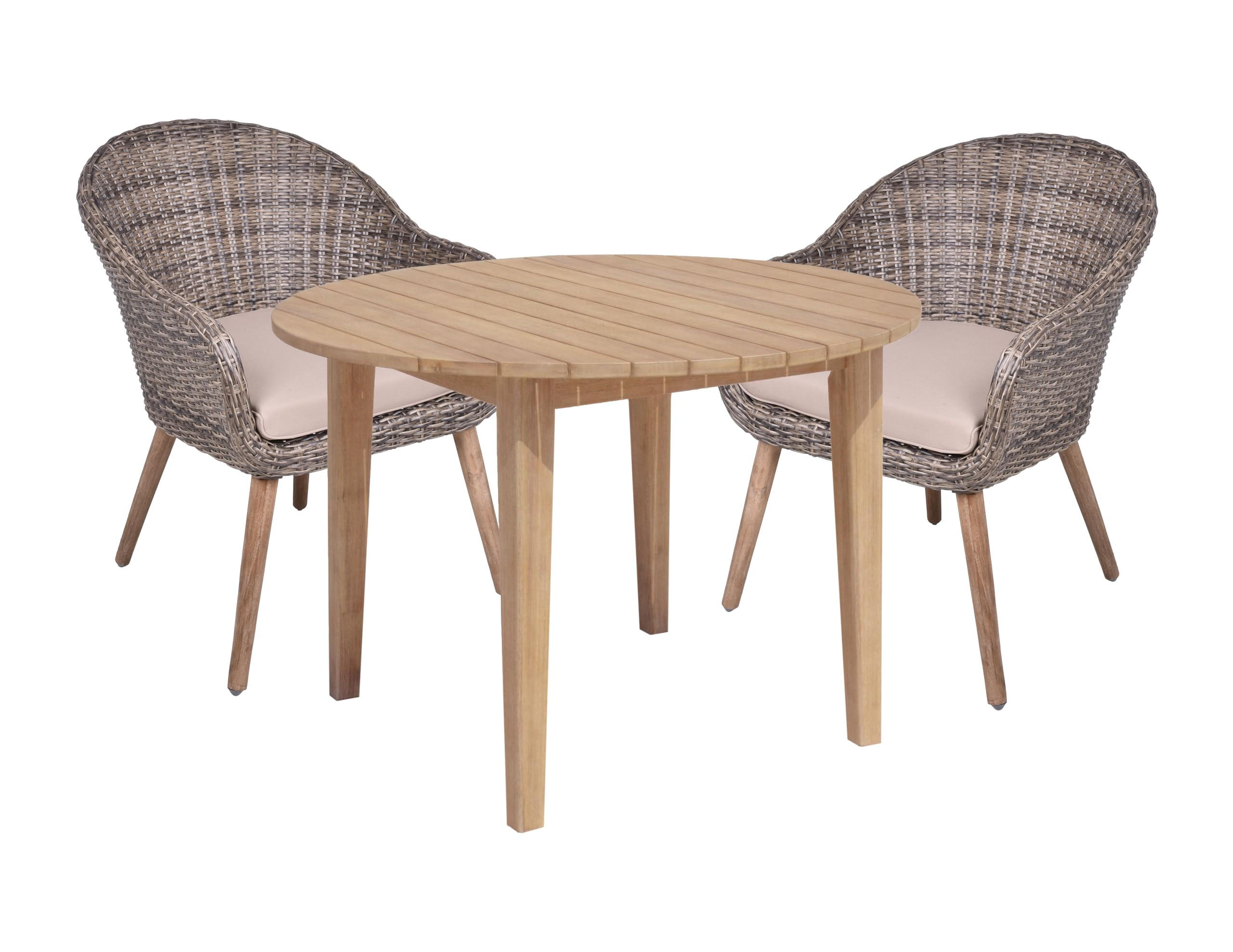 GARTEN-SITZGRUPPE City 3-teilig Gartenmöbel-Set - Dunkelbraun, Holz - DELUKE