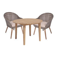 GARTEN-SITZGRUPPE City 3-teilig Gartenmöbel-Set - Dunkelbraun, Holz - DELUKE