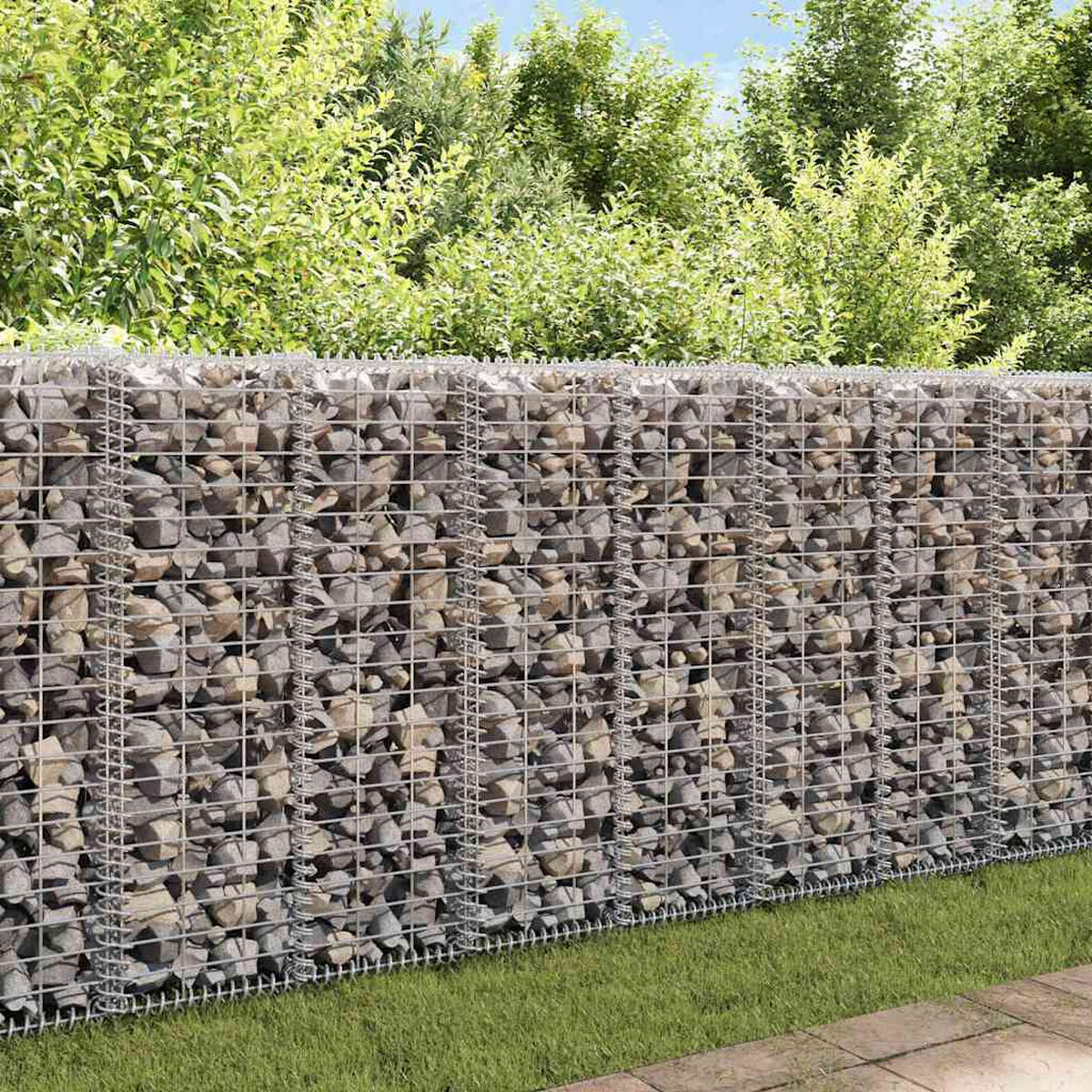 GABIONENWAND Mit Abdeckung Verzinkter Stahl 20/20/100 Cm - Silberfarben, Metall (20/100cm) - vidaXL