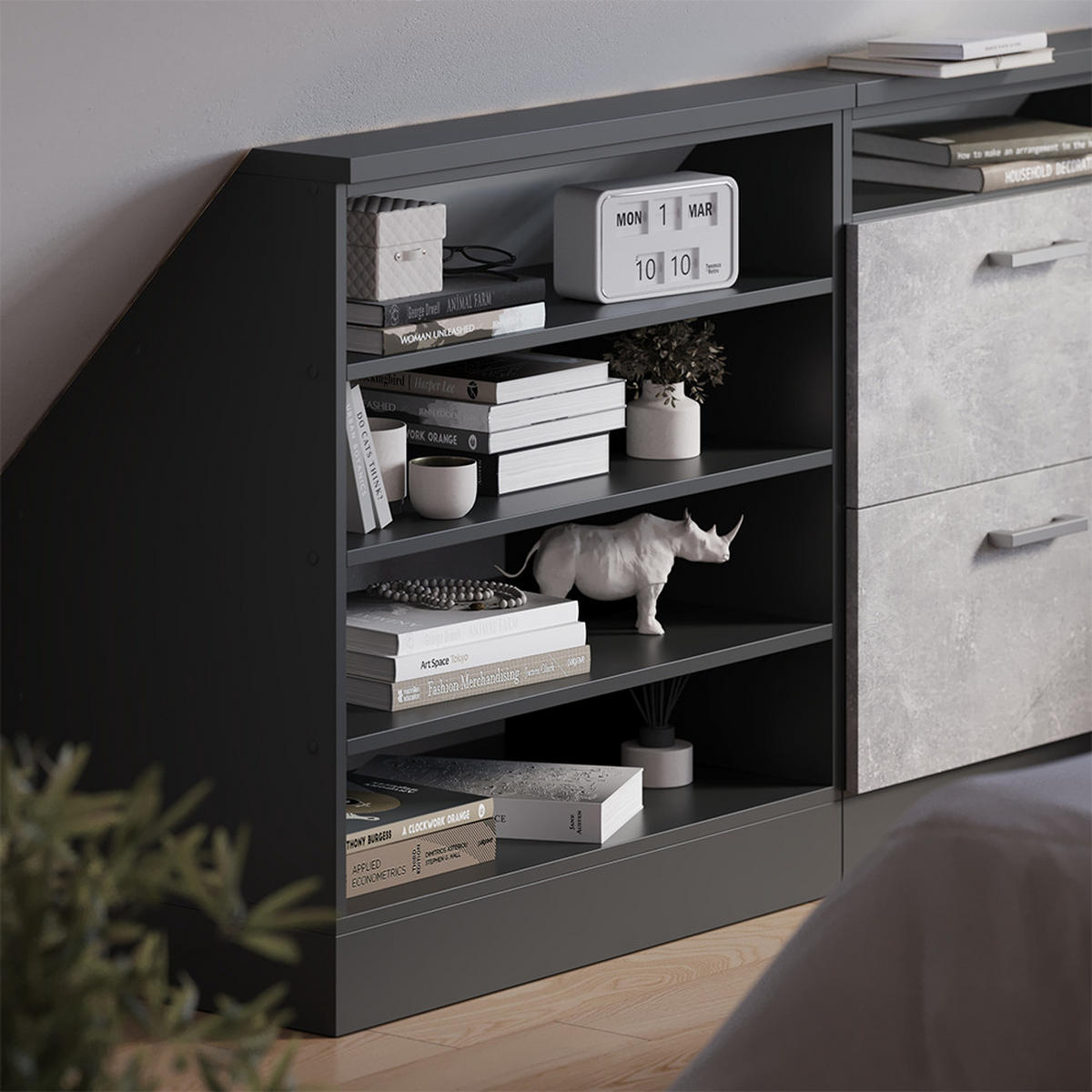 SKŘÍŇ POD ŠIKMOU STŘECHU Rion Antracit - antracitová, kompozitní dřevo (80/81.6/46cm) - Vicco