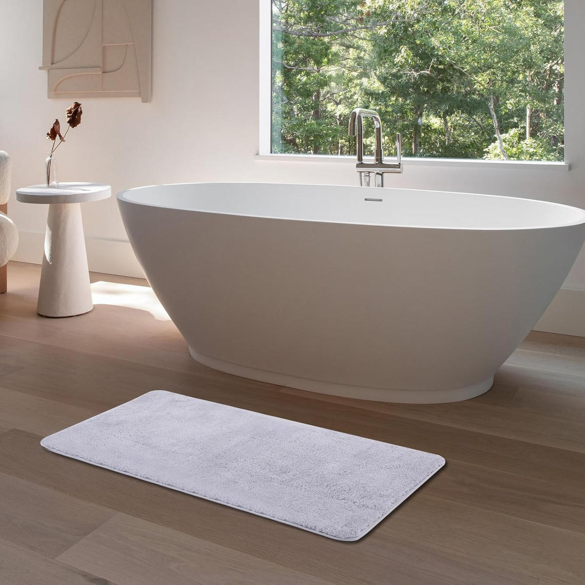 BADEMATTE rutschfest waschbar, weicher Badteppich, saugstark 50x80 cm Grau - Grau, Textil (50/80cm)