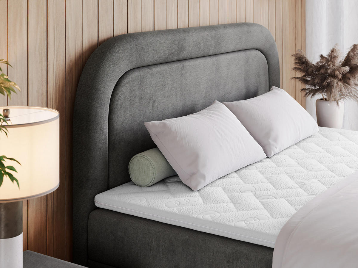 BOXBETT EIRA 120/200 Dunkelgrau Velvet - H3 - Dunkelgrau/Silberfarben, Holz/Textil (120/200cm) - MKS
