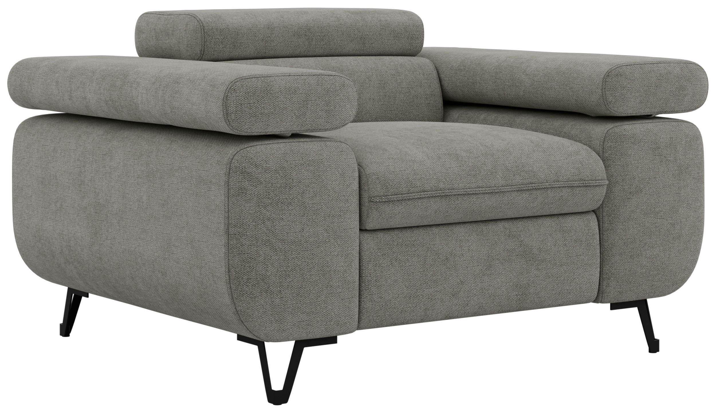SESSEL PETER 1 - Grau Stukture - Schwarz/Graphitfarben, Textil/Metall (126/76/99cm) - MKS