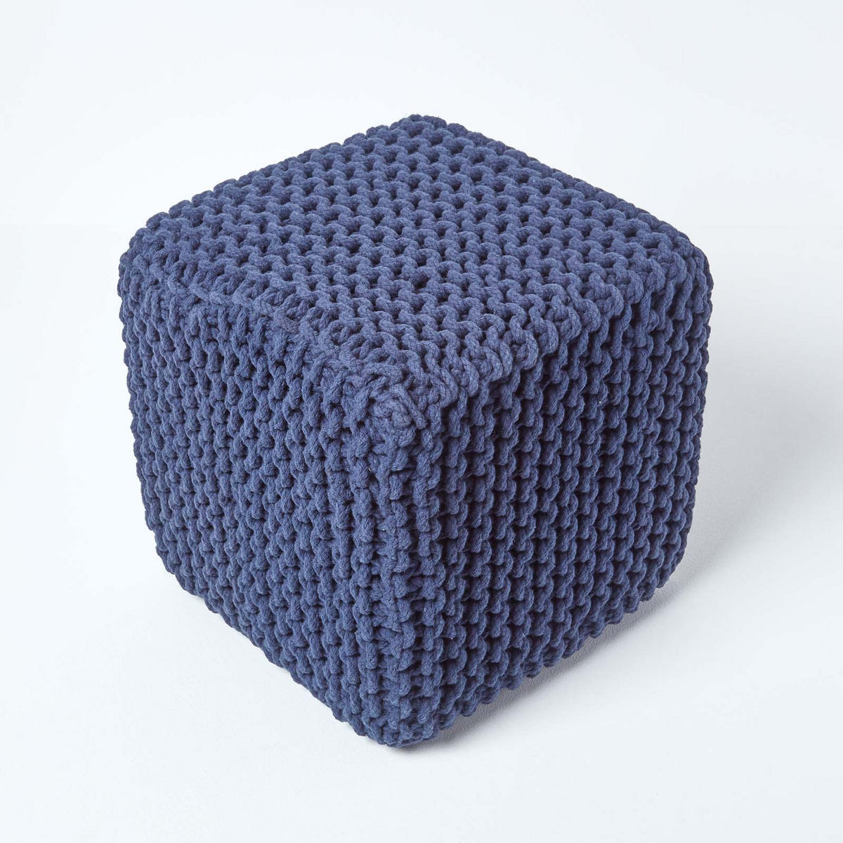 STRICK-POUF dunkelblau, Sitzwürfel 35/35/35 cm - Dunkelblau, Textil (35/35/35cm) - Homescapes