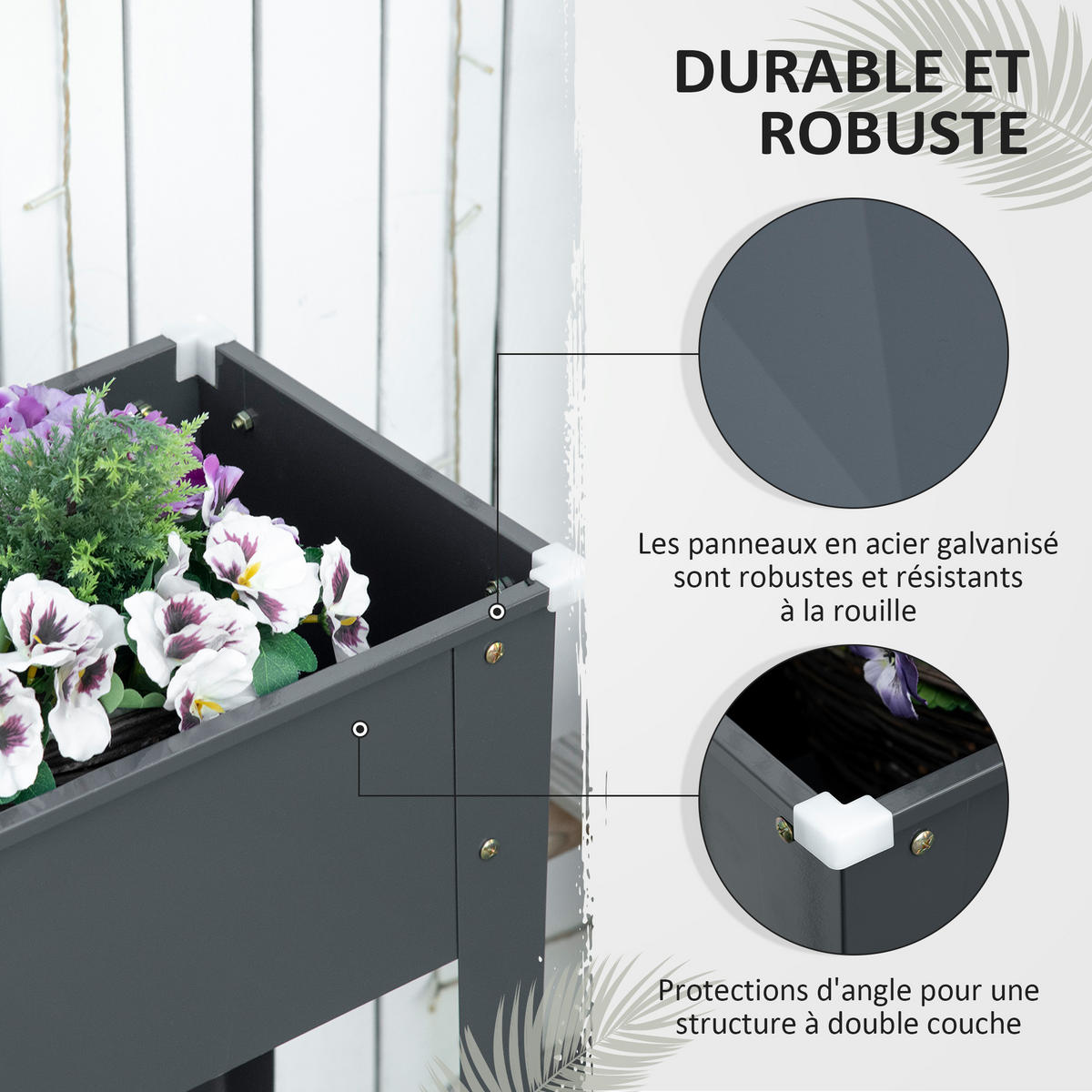 HOCHBEET DE-15980 mit Abflussloch Grau - Grau, Metall (100/80/30cm) - ComfortXL