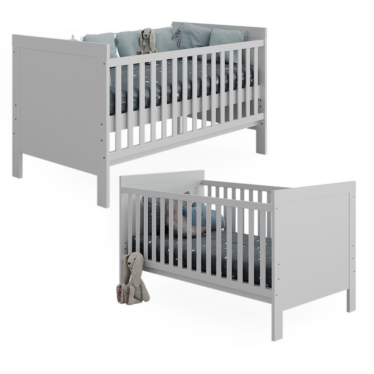 BABYBETT Ajaton Weiß 144.4 x 83 cm - Weiß, Holzwerkstoff (70/140cm) - VitaliSpa
