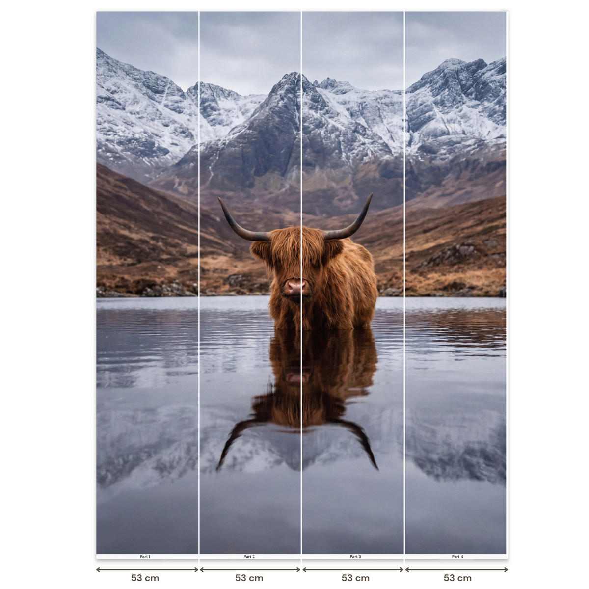 TAPETE - Schottischer Hochländer - Braun - Wasser - 200x280 cm - Braun, Papier (200/280cm) - OnlyWow