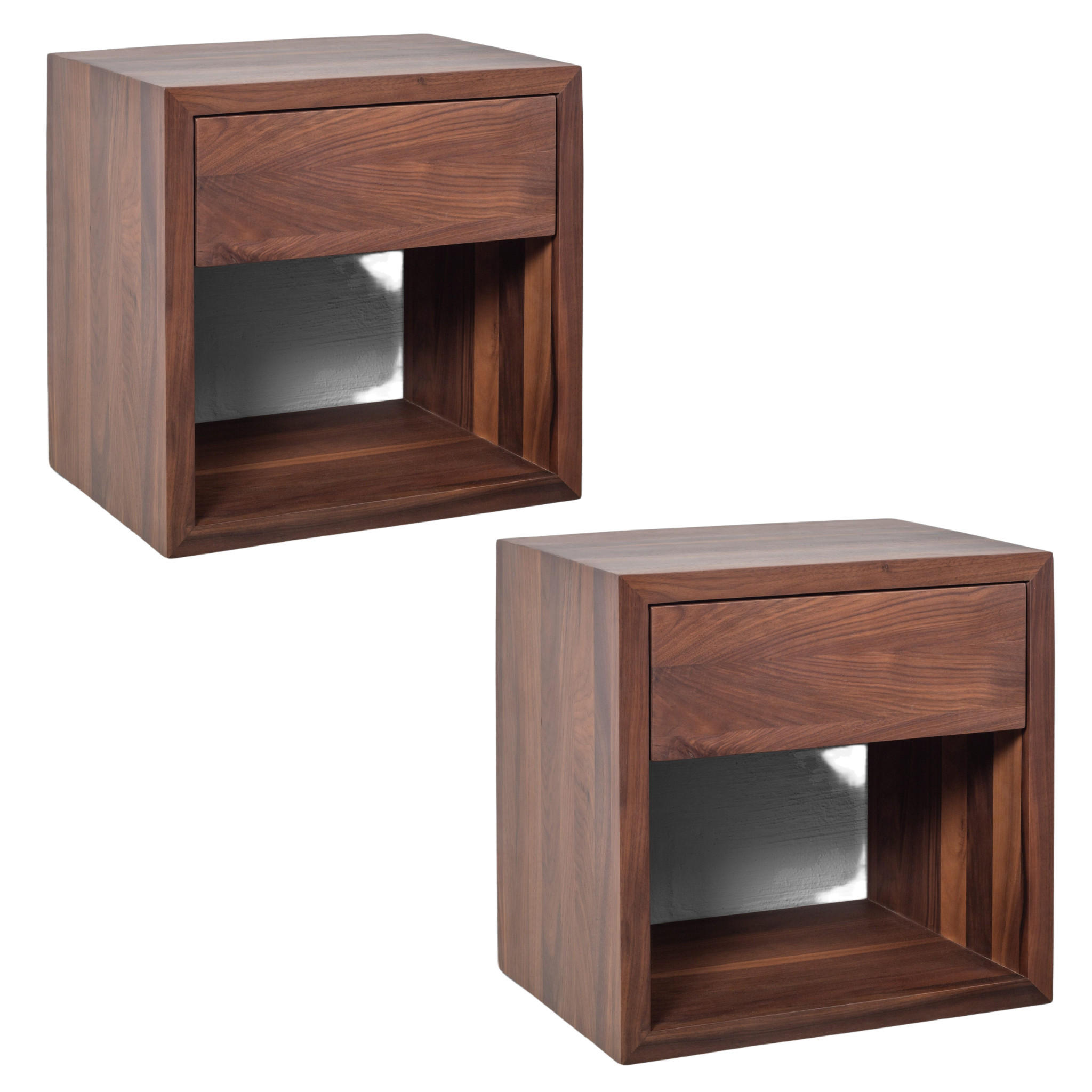 NACHTTISCH Hugo 2er Set, Walnuss - Braun, Holz (39/39/30cm) - WOODEK