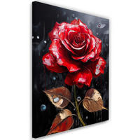 WANDBILD rote rose regentropfen - Rot, Textil (40/60cm) - Feeby