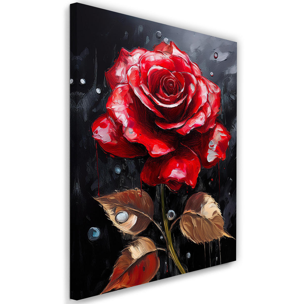 WANDBILD rote rose regentropfen - Rot, Textil (40/60cm) - Feeby