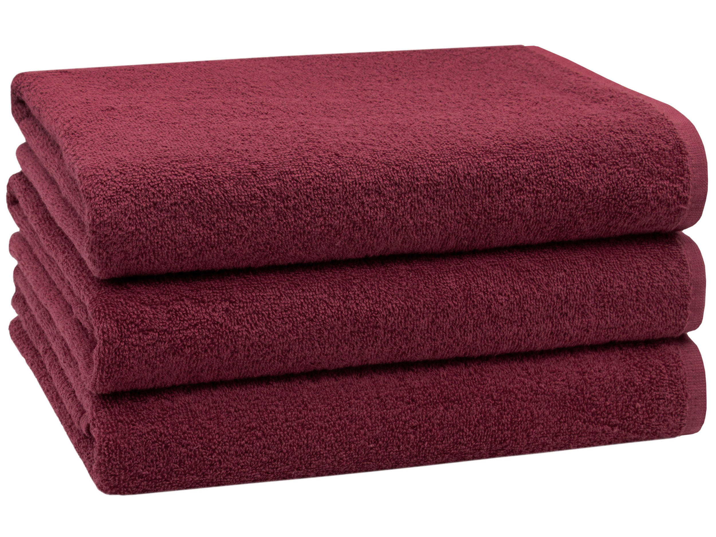 DUSCHTÜCHER, 3er-Set, 70x140 cm, 100% Baumwolle, Rot - Bordeaux, Textil (70/140cm) - Zollner