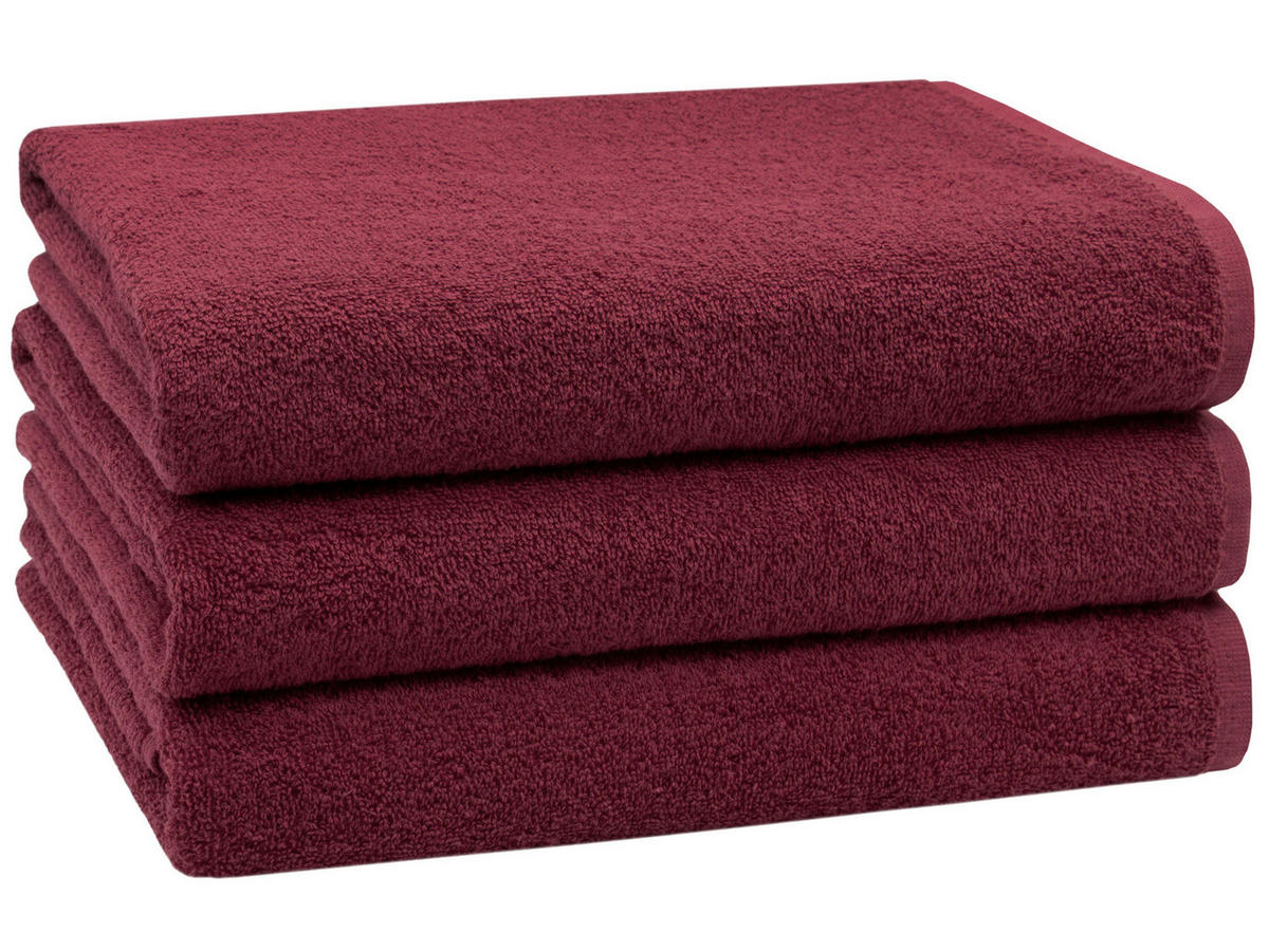 DUSCHTÜCHER, 3er-Set, 70x140 cm, 100% Baumwolle, Rot - Bordeaux, Textil (70/140cm) - Zollner
