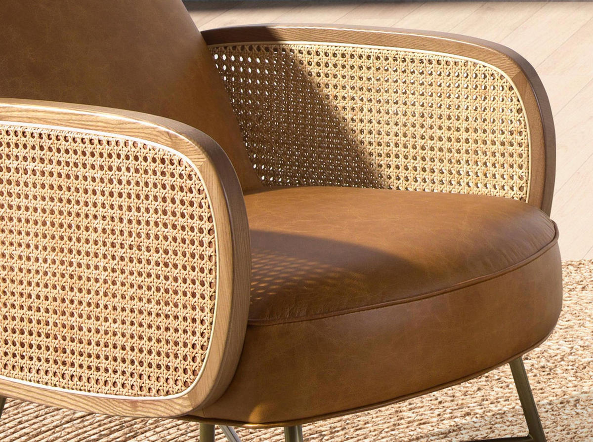 SESSEL Braun Gold 60/81/80 cm - Braun, Leder/Metall (60/80/81cm) - ANGEL CERDA