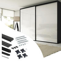 HARDWARE SET für Placard 74 2-Schiebe-Kleiderschrank mit sanftem Schliessen, Griff-Modell Sharp, Stärke 19mm, ohne Paneele, Schwarz lackiert - Schwarz, Metall (3.4/8/235cm) - EMUCA