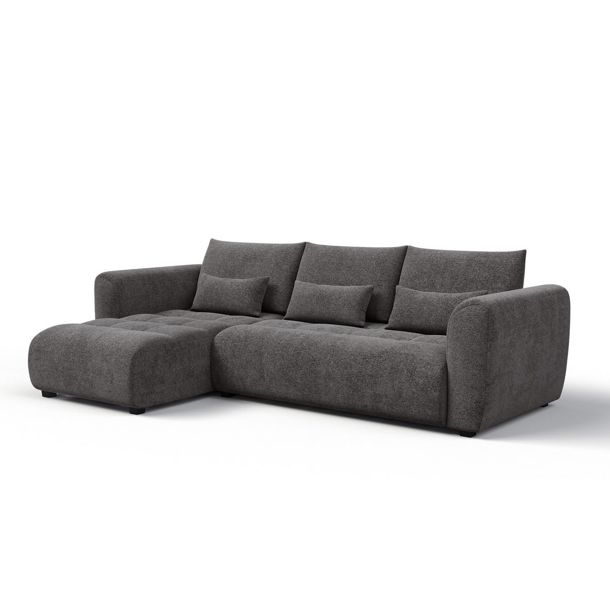 ECKSOFA SORENO 4-Sitzer, dunkelgrau - Dunkelgrau/Schwarz, Holz/Textil (293/171cm) - Courtois Laville