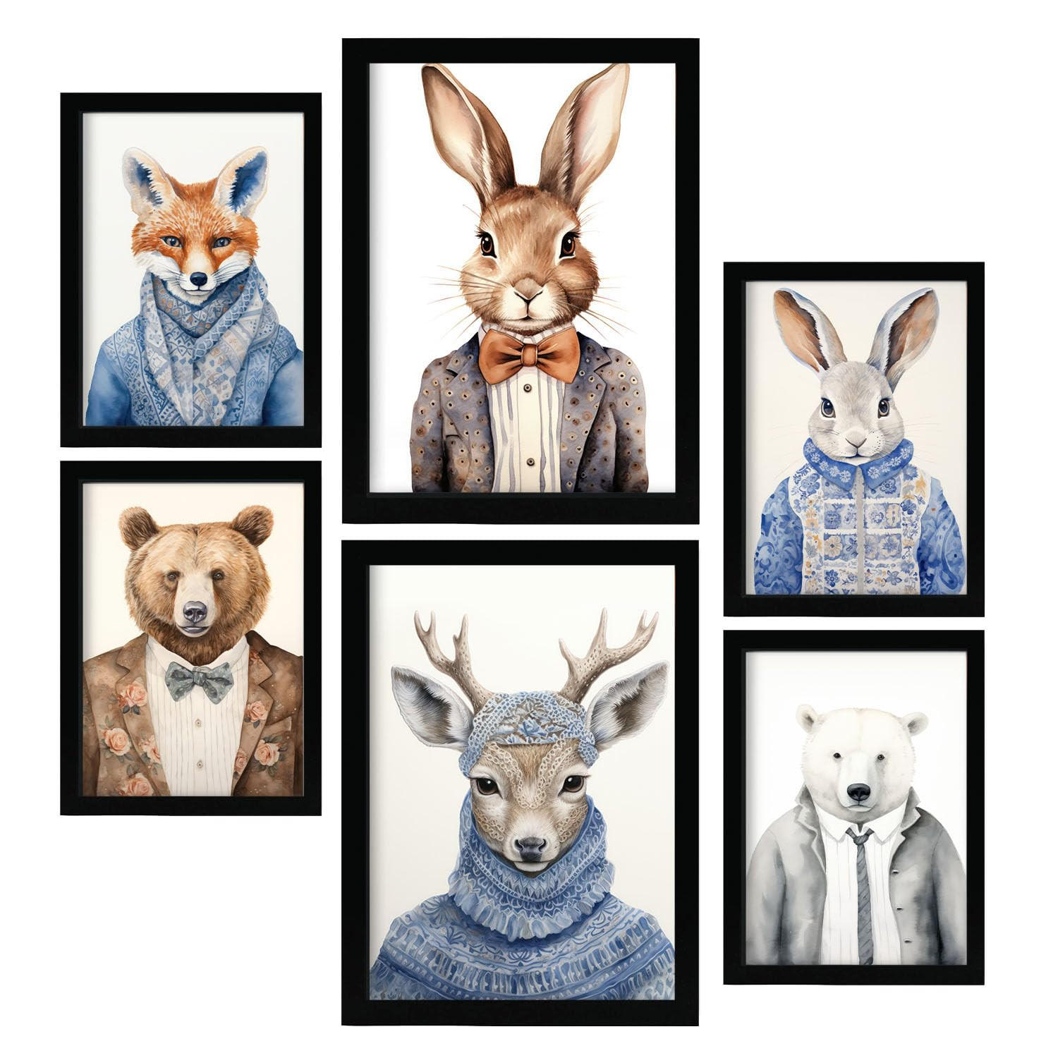 POSTER Set Mit 6 Kleider A3 & A4 Schwarzer Rahmen - Schwarz, Papier (29/3cm) - Nacnic