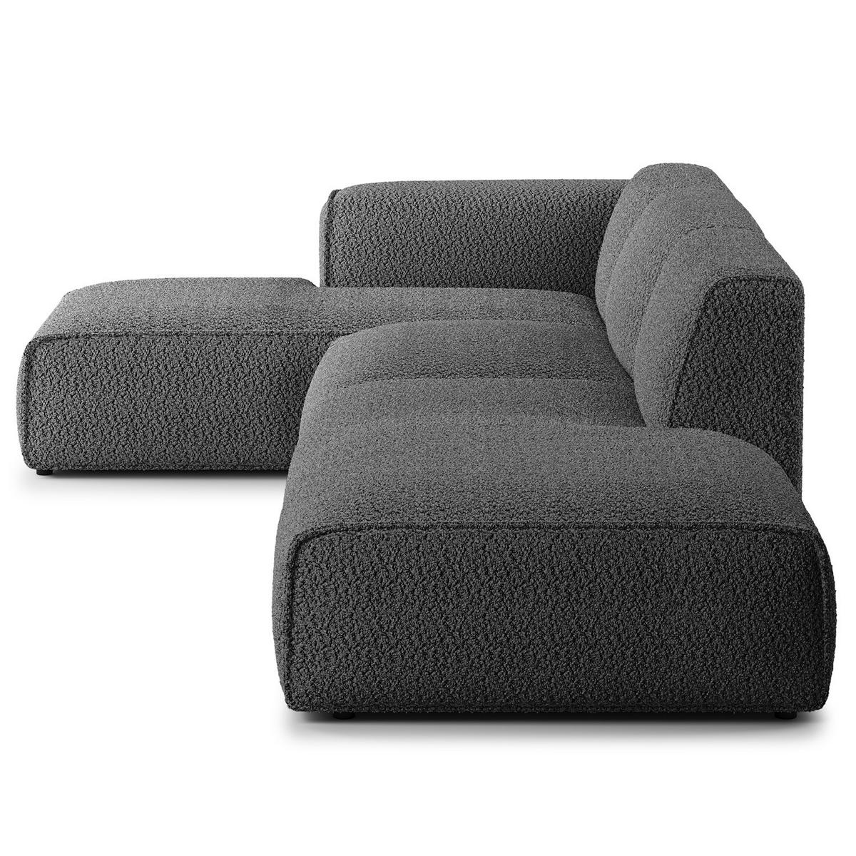 ECKSOFA mit Chaiselongue - Anthrazit/Schwarz, Kunststoff/Textil (290/173cm) - home24