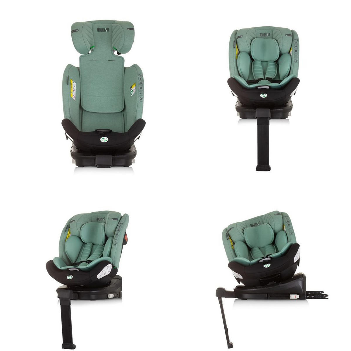 KINDERSITZ Tourino i-Size (40-150cm) grün Isofix, höhenverstellbar, Stützbein, drehbar - Grün, Kunststoff (46/78/49cm) - Chipolino